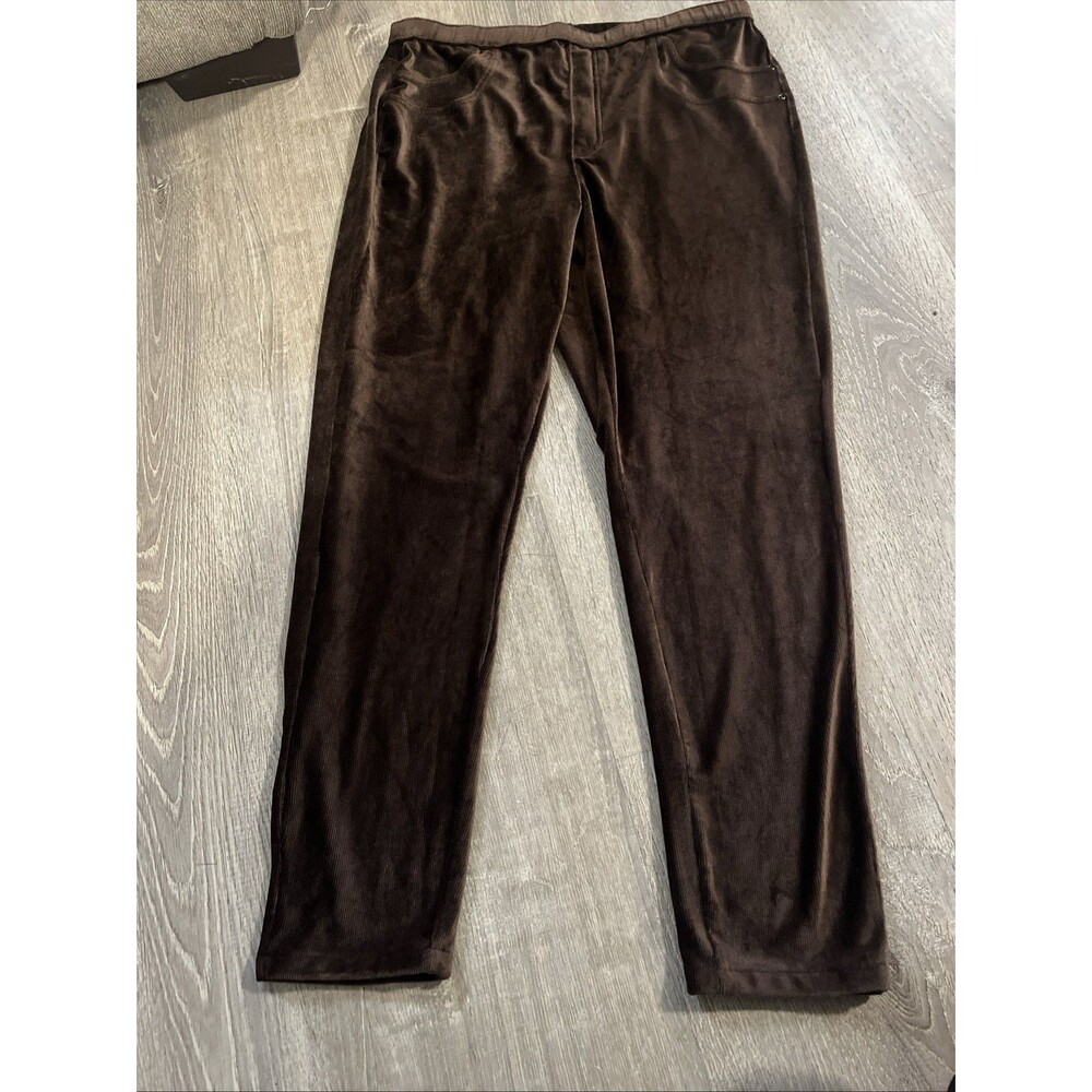 DA-SH Women's Chocolate Brown Stretchy ribbed pattern Jegging pants Size Xl